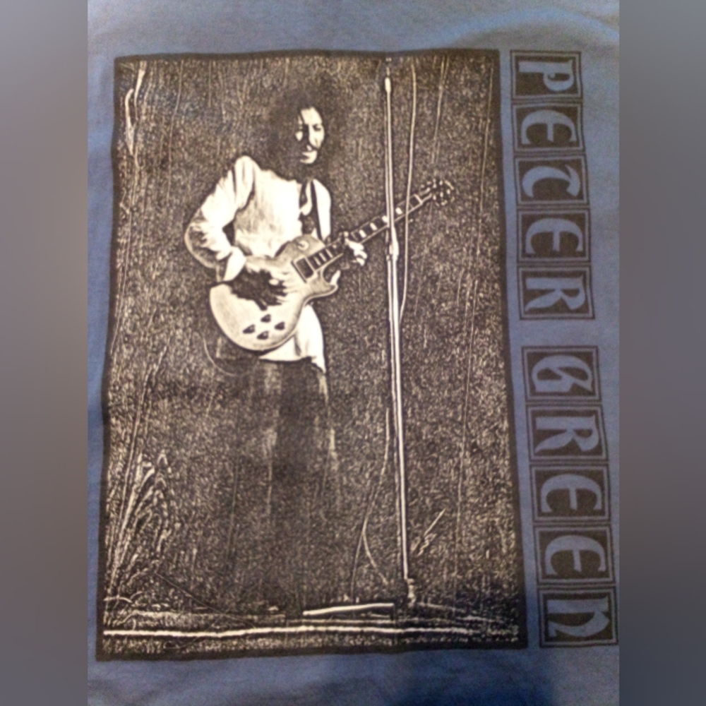 Peter Green ' Fleetwood Mac ' Blue/Gray Large T-Shirt - Picture 2 of 5